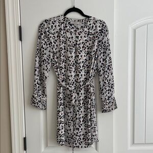 Loft Leopard Print Long Sleeve Dress SP